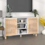 The Living Store Komoda bela 105x30x60 cm trdna borovina in naravni ratan - Komoda, (21836150) | Shoptok.si