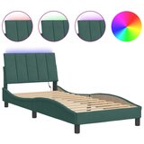vidaXL Okvir kreveta s LED svjetlima tamnozeleni 90x190 cm baršunasti Cijene