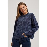 Marisse Navy Blue Sweater With Decorative Weave | Shoptok.si