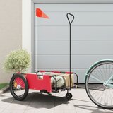 vidaXL Kolesarska prikolica rdeča in črna oxford tkanina in železo | Shoptok.si