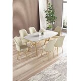 Hanah home Set trpezarijskog stola i stolica (7 delova) Lena White Marble Gold Cream | Eponuda.com