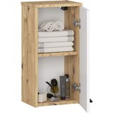 AKORD Fin Visoka Kopalniška Omara, 1 Vrata, Hrast Artisan/Bela, (5000332660) | Shoptok.si