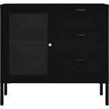  Komoda crna 75 x 35 x 70 cm od čelika i kaljenog stakla | shoptok.hr