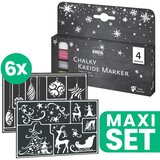  Božićna kolekcija šablona 6 kom + set markera kredom za staklo | shoptok.hr
