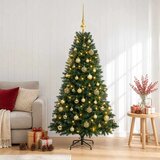  Umjetno božićno drvce s kuglicama 150 cm 150 LED lampica - 150 cm s LED žaruljama i zlatnim kuglicama | shoptok.hr