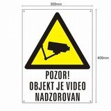Brez znamke PVC tabla POZOR! OBJEKT JE VIDEO NADZOROVAN 300x400mm bela | Shoptok.si