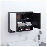  Kopalniška omarica z ogledalom 80x15x60 cm MDF sijoče črna | Shoptok.si