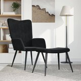  The Living Store Stol za sproščanje s stolčkom črn žamet - Stol Za Sproščanje, (21457244) Cene