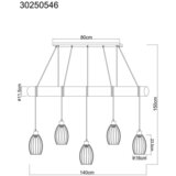 Globo VISEČA SVETILKA Berti 140/16/150 cm E27 | Shoptok.si