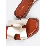 Sergio Leone Light gold flip-flops with a square toe | ePonuda.com