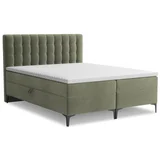 Zeleni boxspring krevet s prostorom za odlaganje 160x200 cm Puhala –