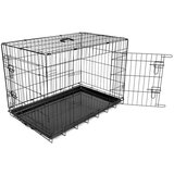 Duvo kavez za pse, 2 vrata, plastično dno, 76x48x54cm, crni | ePonuda.com