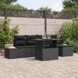 vidaXL set za blagovanje u vrtu s 6 komada i jastučićima crni poli ratan akacija | shoptok.hr