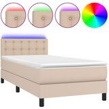 vidaXL Box spring postelja z vzmetnico LED kapučino 90x190 cm, (20893745) Cene