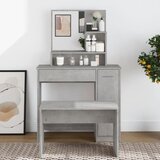  Toaletni stolić s ogledalom siva boja betona 86,5x35x136 cm | shoptok.hr
