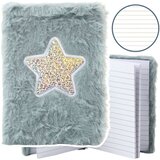 Plišani bilježnica s linijama, sjajna, zvjezdano siva, A6, 80 listova | shoptok.hr