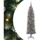 vidaXL Umetno vitko božično drevo med 300 LED Zelena in bela 180 cm | Shoptok.si