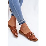 EVENTO Women Flat Sandals With Decorative Detail Camel Amiresna | shoptok.hr