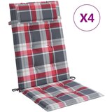 Jastuci za stolicu visoki naslon 4 kom crveni karirani tkanina | shoptok.hr