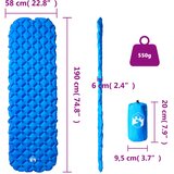  Madrac na napuhavanje za kampiranje 1 osoba plavi 190x58x6 cm | shoptok.hr