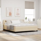  Postelja z vzmetnico z vzmetnico krema 200 x 180 cm Poliester, (5000126094) | Shoptok.si