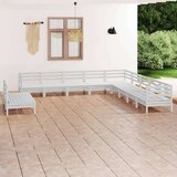  Vrtna sedežna garnitura 11-delna trdna borovina bela, (20676919) Cene