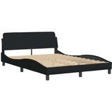vidaXL Postelja z vzmetnico črn 140x190 cm blago | Shoptok.si