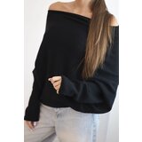 Kesi Włoski Women's asymmetrical batwing viscose sweater black | Shoptok.si