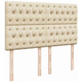 vidaXL Box spring postelja z vzmetnico krem 140x200 cm blago | Shoptok.si