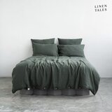 Linen Tales Temno zelena podaljšana lanena posteljnina za zakonsko posteljo 200x220 cm – Linen Tales Cene