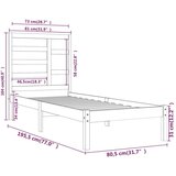  Posteljni okvir črn iz trdnega lesa 75x190 cm 2FT6, (20648241) | Shoptok.si