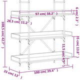  Regal za knjige s 3 razine boja hrasta 100x33x108 5 cm drveni | shoptok.hr