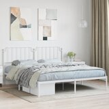 Maison Chic Kovinski Posteljni okvir - Dvoposteljna postelja - Zakonska postelja z vzglavjem bel 180x200 cm, (21693003) | Shoptok.si