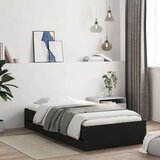 vidaXL Posteljni okvir s predali črn 75x190 cm inženirski les | Shoptok.si