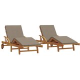  Ležaljka 2 pcs Sivo-smeđa 200 x 67 x 84 cm Čvrsto drvo akacije | shoptok.hr