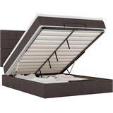  Otomanska postelja z vzmetnico & LEDs rjav 140x190 cm blago, (22053413) | Shoptok.si