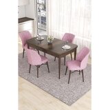 Hanah home trpezarijski set Eva, sto na razvlačenje i 4 stolice, ploča u dekoru drveta Baroque, roze tkanina Babyface | Eponuda.com