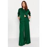Trendyol Green Satin Regular Shirt and Wide Leg Trousers Woven Two Piece Set | Shoptok.si