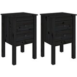 The Living Store Nočna omarica 2 kosa črna 40x35x61,5 cm trdna borovina - Nočna Omarica, (21420670) | Shoptok.si