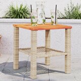 vidaXL Vrtni stol bež 40x40x42 cm od poliratana i drva bagrema | shoptok.hr