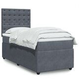 vidaXL Box spring postelja z vzmetnico temno siv 90x190 cm žamet | Shoptok.si