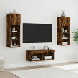  4-dijelni zidni TV ormarići s LED svjetlima boja hrasta | Shoptok.si