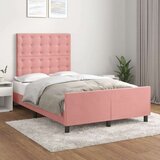  Posteljni okvir z vzglavjem roza 120x190 cm žamet | Shoptok.si