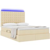  LED krevet za pohranu s madracem Krema 140 x 190 cm Tkanina | shoptok.hr