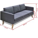 vidaXL Trosjed Sofa od Tkanine Tamno Sivi | shoptok.hr