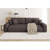 Ropez Rjava raztegljiva/s prostorom za shranjevanje sedežna garnitura iz rebrastega žameta 234 cm Sara – | Shoptok.si
