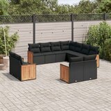  11-dijelni set vrtnih sofa od poliratana s jastucima crni | shoptok.hr