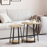 vidaXL Stranska miza 2 kosa iz Sonome hrasta, inženirski les in kovina, (22056343) | Shoptok.si