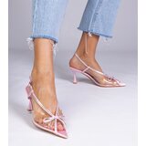 Gemre Pink transparent high-heeled sandals with rhinestones Kloksi | ePonuda.com