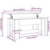 vidaXL Stol za kavu Artisan hrast 101x49x52 cm izrađeno drvo | shoptok.hr